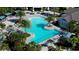 Aerial view of a community pool with lounge chairs and tropical landscaping at 13540 Old Creek Ct, Parrish, FL 34219