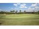 Beautiful golf course view with lush green putting area, blue skies and tropical palm trees in the background at 14803 Derna Ter, Bradenton, FL 34211