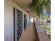 Outdoor walkway and entryway leading to individual condo units with mature palm trees nearby at 6701 Gulf Of Mexico Dr # 311, Longboat Key, FL 34228