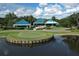Golf course view with lake and clubhouse, featuring manicured greens at 6922 Stanhope Pl, University Park, FL 34201