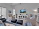 Modern living room featuring ample seating, tasteful decor, and a mounted television at 8541 Coastal Palms Gln, Parrish, FL 34219