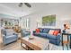 Comfortable living room featuring a plush sofa, stylish chairs, and a colorful area rug at 858 Evergreen Way, Longboat Key, FL 34228