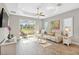 Bright living room showcases a comfortable seating area and sliding glass doors to the outdoor space at 11231 Woodlake Way, Parrish, FL 34219