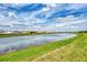 Picturesque pond surrounded by lush greenery and newly built houses, creating a serene atmosphere at 16119 Fortezza Dr, Bradenton, FL 34211