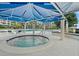 Hot tub with blue awning, surrounded by lounge chairs and landscaping at 5279 Isla Key S Blvd # 113, St Petersburg, FL 33715