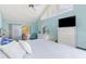 Spacious bedroom with vaulted ceilings, lots of natural light, and direct access to the pool at 3970 Country View Dr, Sarasota, FL 34233