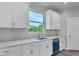 Modern kitchen sink and dishwasher with white cabinets at 9245 Zorn St, Port Charlotte, FL 33981