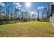 A serene backyard featuring lush green grass and scenic views of pine trees at 5823 Kumquat Ave, North Port, FL 34291