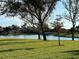 Tranquil lake view with lush green grass and mature trees at 2736 Suncoast Lakes Blvd, Punta Gorda, FL 33980