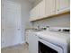 This is a spacious laundry room with ample cabinetry, granite counters and a utility sink at 15240 Spanish Point Dr, Port Charlotte, FL 33981