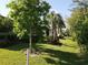 Landscaped backyard with lush greenery and palm trees at 2555 Brassica Dr, North Port, FL 34289