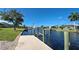 View of the dock along the canal, showcasing outdoor waterfront living at 9310 Rosebud Cir, Port Charlotte, FL 33981