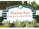 Entrance sign for Holiday Park Recreation District at 5524 Holiday Park Blvd, North Port, FL 34287