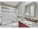 Bathroom featuring a shower-tub combo and elegant granite countertop at 98 Seasons Dr, Punta Gorda, FL 33983