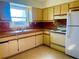 Cozy kitchen featuring wood-look countertops and cabinets and retro-style appliances at 30431 Holly Rd, Punta Gorda, FL 33982