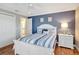 Comfortable bedroom with blue accent wall and white wood flooring at 2321 Sofia Ln, Punta Gorda, FL 33983