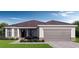 One-story home with a brown roof, attached garage, and landscaped front yard at 218 Soursop, Punta Gorda, FL 33955