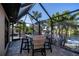 Enjoy waterfront dining in this screened canal-view patio at 10361 Redondo St, Port Charlotte, FL 33981