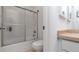 Clean bathroom with shower/tub combo and updated vanity at 22278 Vick St # A100, Punta Gorda, FL 33980