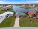 Aerial view of house and neighborhood, showcasing waterfront location at 16253 Cape Horn Blvd, Punta Gorda, FL 33955