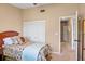 Cozy bedroom with double bed and built-in closet at 1839 Settlers Dr # B-6, Nokomis, FL 34275