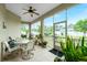 Relaxing screened porch with patio furniture and plants at 4401 Boeing Ln, North Port, FL 34287