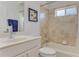 Small bathroom with tub shower combo and updated vanity at 4607 Sabrina Ter, North Port, FL 34286