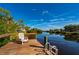 Wooden dock with chairs overlooking a calm waterway at 5089 San Rocco Ct, Punta Gorda, FL 33950