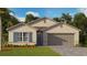 One-story home with two-car garage, landscaping, and light taupe exterior at 1437 Powell Valley Dr, Port Charlotte, FL 33953