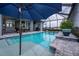 Inviting swimming pool with steps and umbrella at 15308 Acorn Cir, Port Charlotte, FL 33981