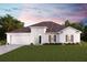 Single-story home with a two-car garage and landscaped lawn at 25553 Palisade Rd, Punta Gorda, FL 33983