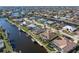 Wide aerial view of property, highlighting location and waterfront access at 1131 Via Tripoli, Punta Gorda, FL 33950