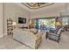 Spacious living room with a view of the pool and lanai at 143 Uruguay Dr, Punta Gorda, FL 33983