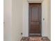 Side entrance with dark brown door and welcome mat at 25606 Aysen Dr, Punta Gorda, FL 33983