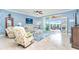 Bright living room with tiled floors, comfy furniture, and access to a relaxing patio at 6139 Grand Cypress Blvd, North Port, FL 34287