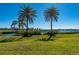 Lush lawn with scenic waterway and palm trees at 17557 Ohara Dr, Port Charlotte, FL 33948