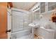 Bathroom with pedestal sink, shower/tub combo at 3461 Normandy Dr, Port Charlotte, FL 33952