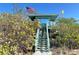 Elevated lifeguard stand with stairs and surrounding foliage at 632 Balsam Apple Dr, Venice, FL 34293