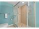 Bathroom with a shower/tub combo and a patterned glass shower door at 101 N Marion Ct # 221, Punta Gorda, FL 33950