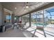 Covered patio with pool view, string lights, and fan at 2329 Pinellas Dr, Punta Gorda, FL 33983