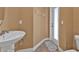 Small bathroom with pedestal sink and exterior access at 3000 Narcissus Ter, North Port, FL 34286