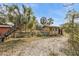 Small yellow outbuilding with a door and window, located on a property with palm trees at 3000 Narcissus Ter, North Port, FL 34286
