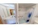 Clean bathroom with shower and grab bar at 951 Santa Brigida Ct, Punta Gorda, FL 33950
