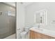Modern bathroom with a large shower and a lighted mirror at 9516 President Cir, Port Charlotte, FL 33981