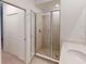 Clean shower with glass enclosure at 17565 Opal Sand Dr # 401, Venice, FL 34293