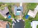 Bird's-eye view of home, pool, and boat dockage at 2341 W Marion Ave, Punta Gorda, FL 33950