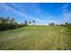 Scenic view of a lush green golf course with palm trees under a bright blue sky at 3977 La Costa Island Ct, Punta Gorda, FL 33950