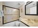 Clean bathroom with tub shower combo and updated vanity at 175 Kings Hwy # 528, Punta Gorda, FL 33983