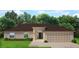 Single-story home with brown roof, two-car garage, and landscaping at 4063 Conestoga St, Port Charlotte, FL 33948