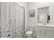 Clean bathroom with shower/tub combo, vanity, and toilet at 14150 Poppy Field Loop # 4322, Punta Gorda, FL 33955